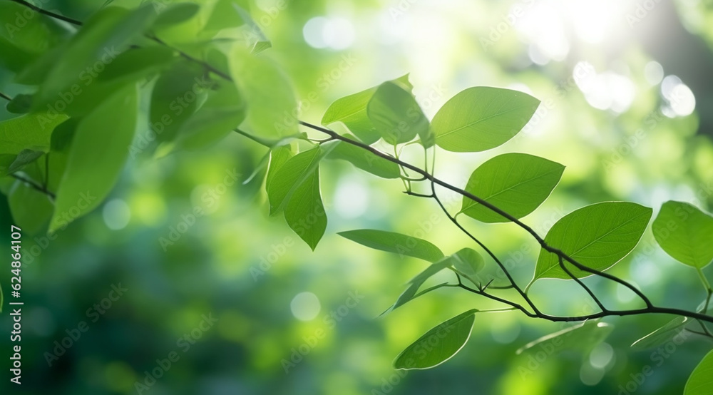 Fototapeta premium Closeup beautiful view of nature green leaves on blurred greenery tree background
