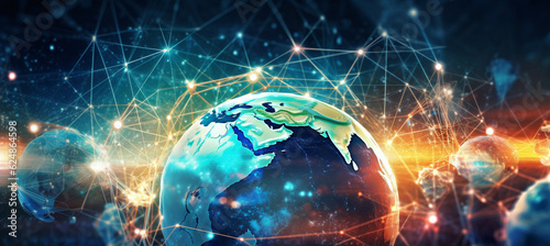 Communication technology for internet business. Global world network and telecommunication on earth