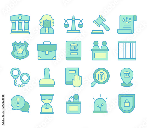 Law & Justice Icons Filled Outline Style for Any Purpose