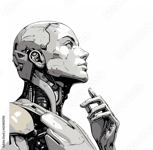 robot thinking vector