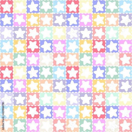 Seamless fun colorful pastel star background pattern vector