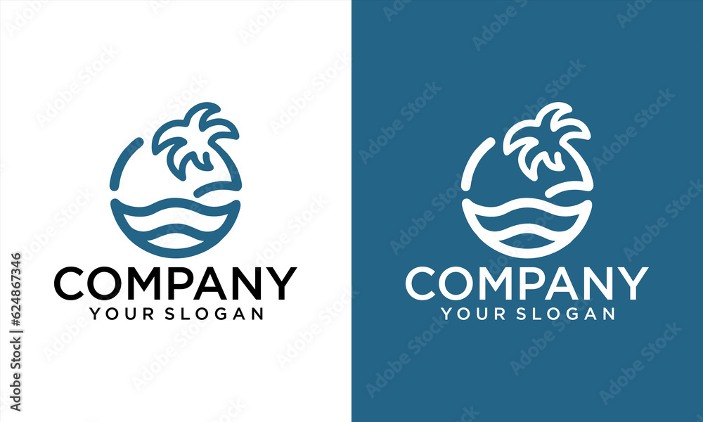 Palm logo icon template and symbol vector tree design