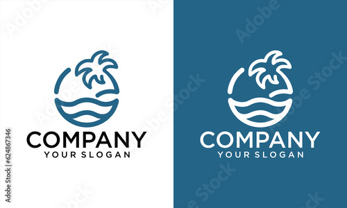 Palm logo icon template and symbol vector tree design