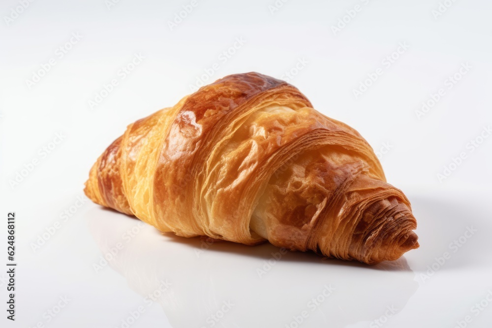 Ruddy croissant on a white background. Generative AI Ruddy croissant on a white background. Generative AI
