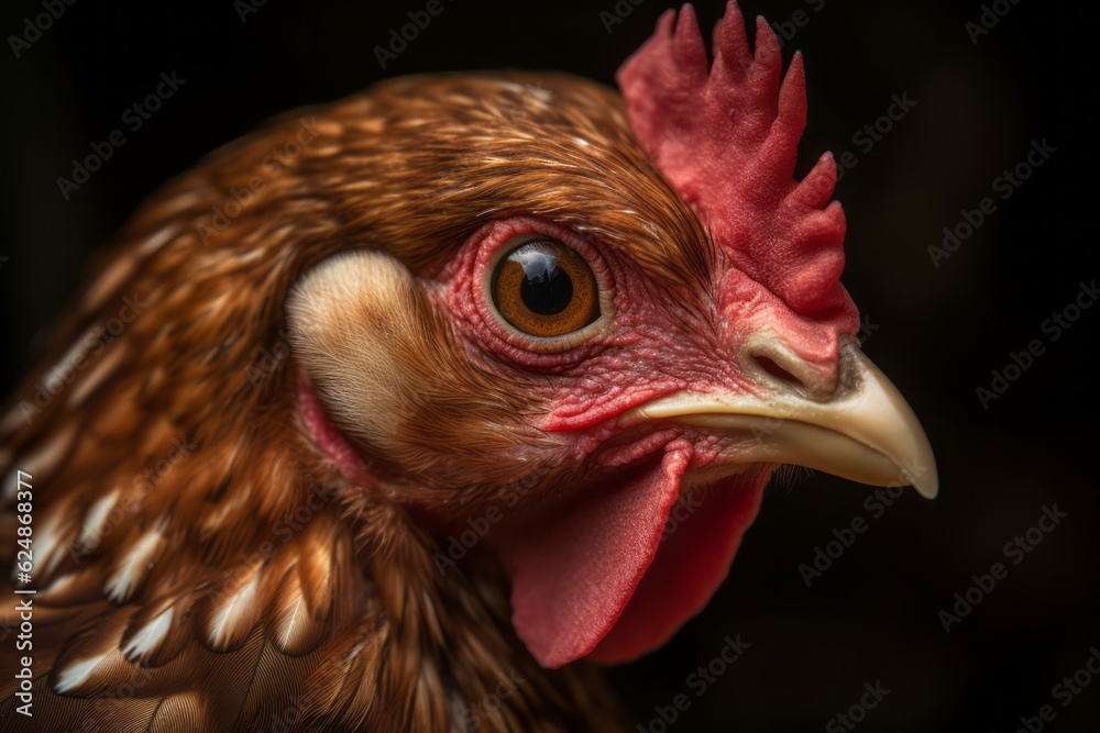 Close up portrait of a rooster. Generative AI