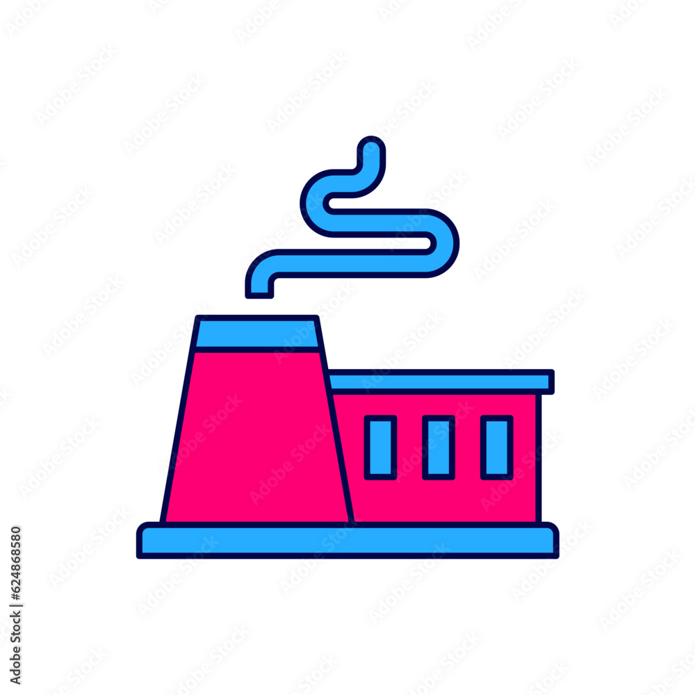 Filled outline Factory icon isolated on white background. Industrial building. Vector Filled outline Factory icon isolated on white background. Industrial building. Vector