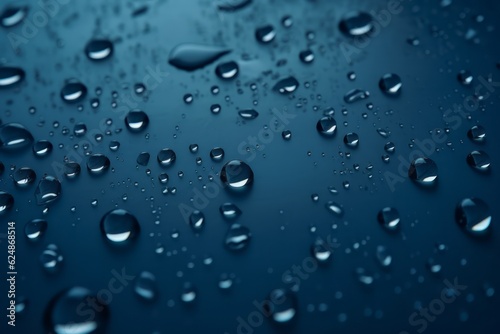 Water drops on blue background. Generative AI