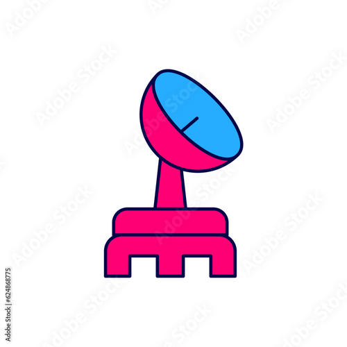Filled outline Radar icon isolated on white background. Search system. Satellite sign. Vector