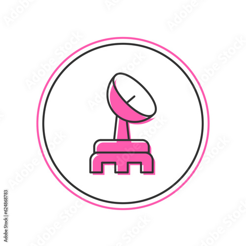 Filled outline Radar icon isolated on white background. Search system. Satellite sign. Vector