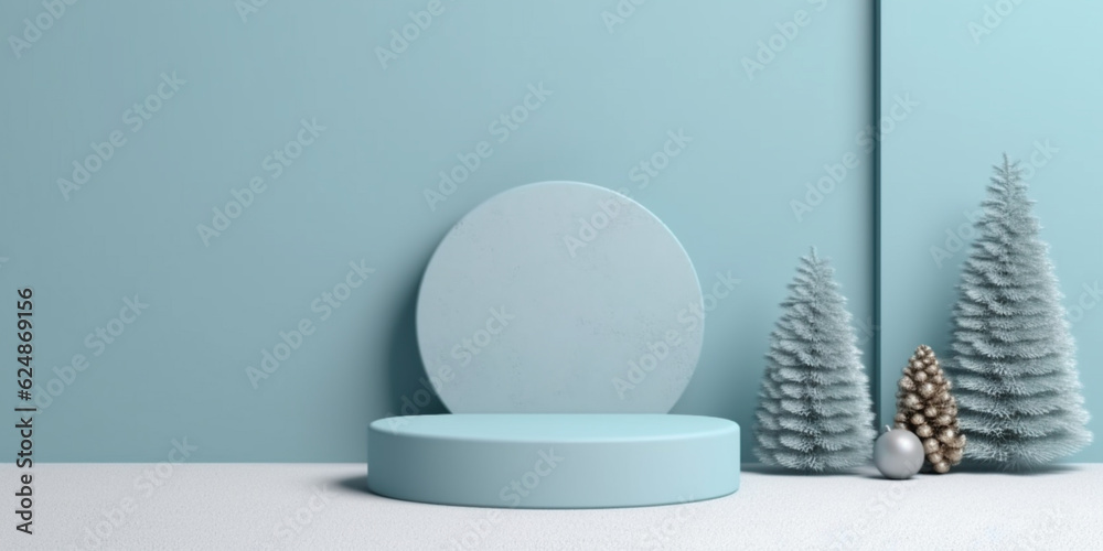 Empty light blue background and stand display or shelf with studio for showing Empty light blue background and stand display or shelf with studio for showing