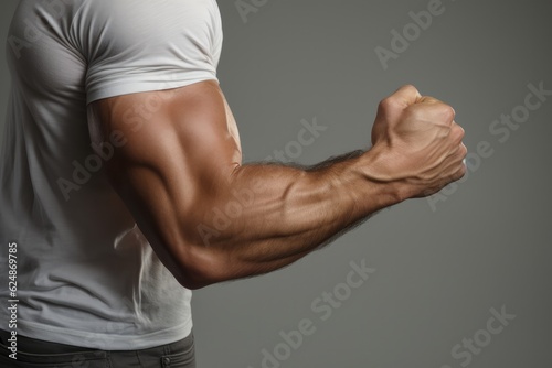 A Close Up Of A Man's Arm And Arm Muscles. Fitness For Men, Muscles, Exercise, Anatomy, Arm Workouts, Strength. Generative AI
