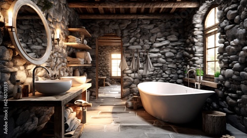 Generative Ai. Bathroom interiors in tropical countries