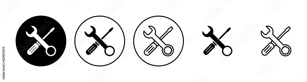 Repair tools icon set. tool icon vector. setting icon vector. Wrench and screwdriver. support, Service