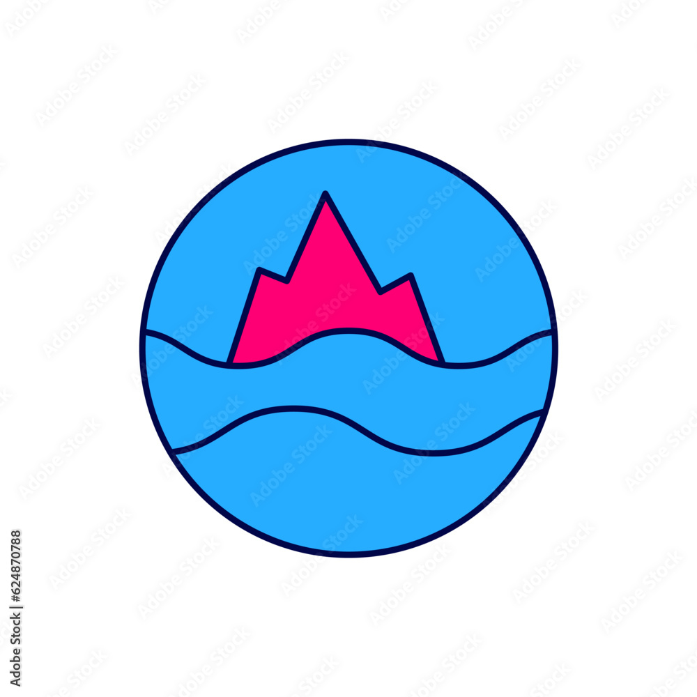 Filled outline Sea and waves icon isolated on white background. Vector Filled outline Sea and waves icon isolated on white background. Vector