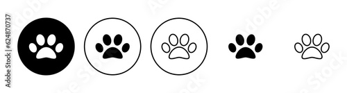 Paw icon set. paw print icon vector. dog or cat paw