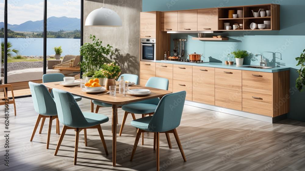 Fototapeta premium Modern kitchen design. Generative Ai