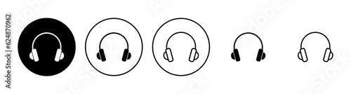 Headphone icon set. Headvector icon symbols