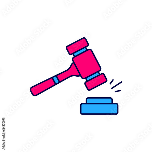 Filled outline Auction hammer icon isolated on white background. Gavel - hammer of judge or auctioneer. Bidding process, deal done. Auction bidding. Vector