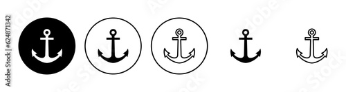 Anchor icon set. Anchor symbol logo. Anchor marine icon.