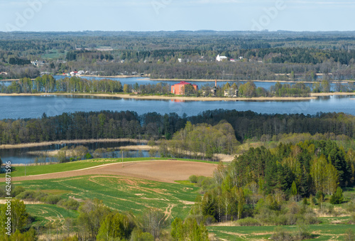  Lake Ežezers Landscape Latvia in the countryside of Latgale. 