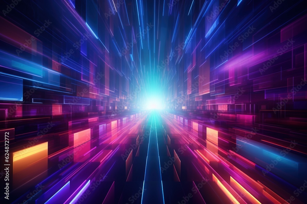 Obraz premium Abstract Recreation of the Speed. Glowing, Colorful.
