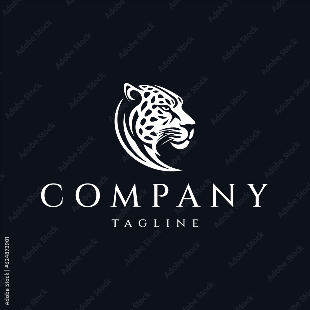 Naklejka premium Cheetah head logo design icon vector