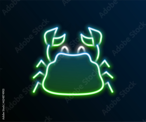 Glowing neon line Crab icon isolated on black background. Colorful outline concept. Vector