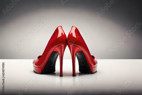Fotografie, Obraz red high heels shoes   Ai generated technology