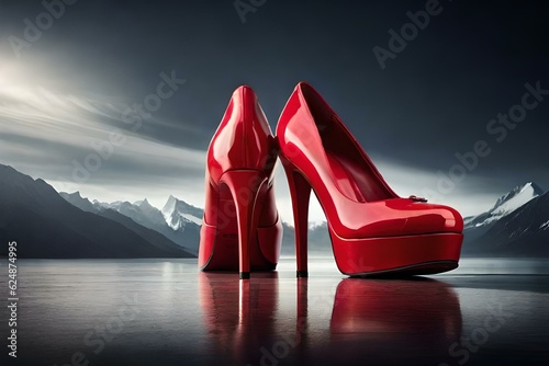 red high heels shoes Ai generated technology