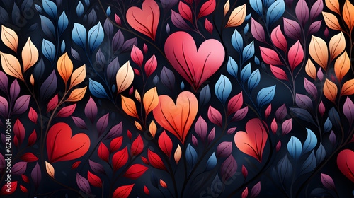 colorful hearts wallpaper, generative ai