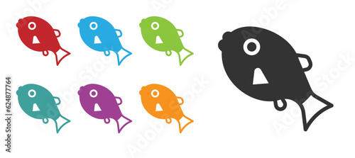 Black Tropical fish icon isolated on white background. Exotic fish. Set icons colorful. Vector