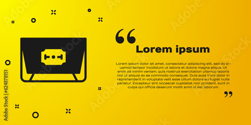 Black Blade razor icon isolated on yellow background. Vector