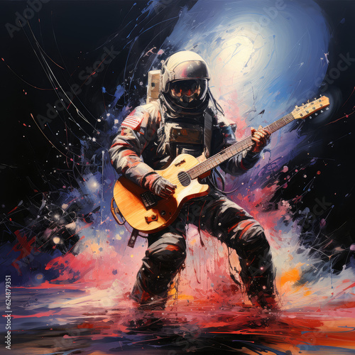 abstract astronaut painting doing random activities, wallpaper background image photo