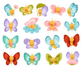 Adorable Baby Butterfly with Colorful Wings Big Vector Set