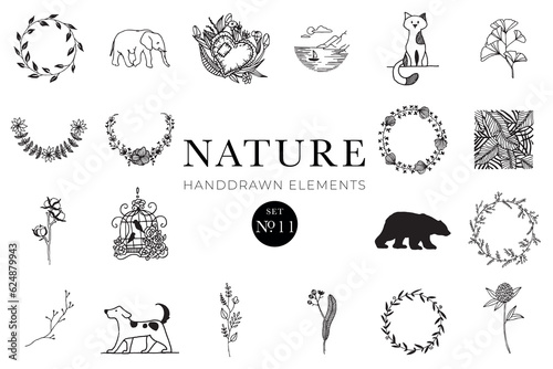 Photography Handdrawn nature elements, Doodle illustrations, Natural drawings