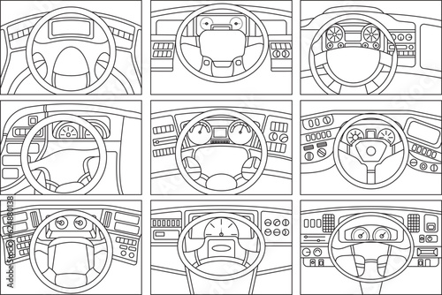 Bus Cockpit Outline Bundle,Clip Art