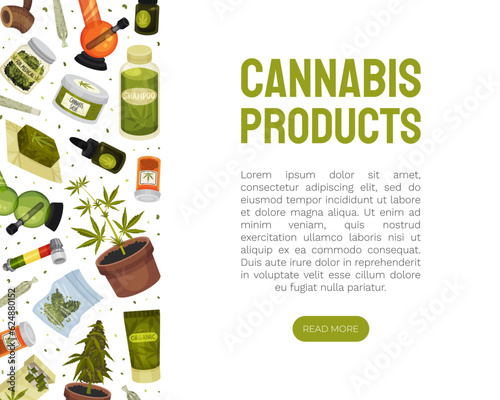Cannabis or Hemp Drug Banner Design Vector Template