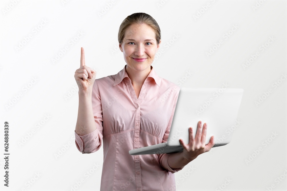 Young woman with modern laptop computer Young woman with modern laptop computer