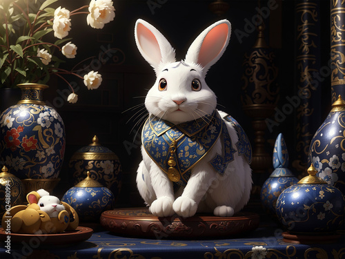 White rabbit with beautiful eyes small 
