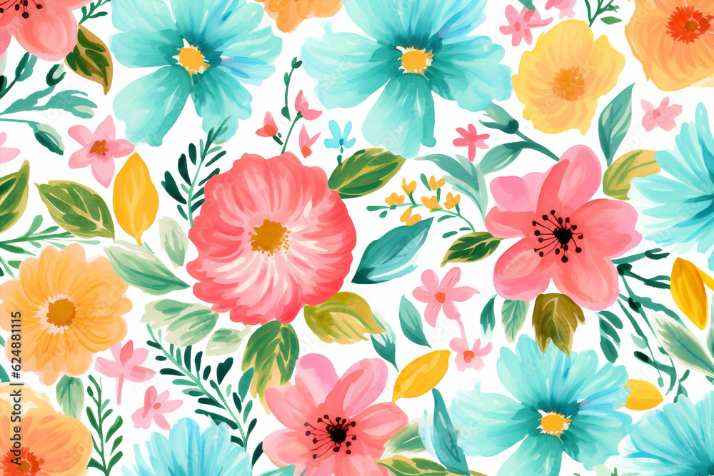 Spring design pattern floral nature watercolor background wallpaper greeting seamless flower