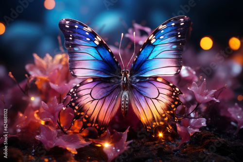 Bright colorful butterfly close-up, AI Generated © staras