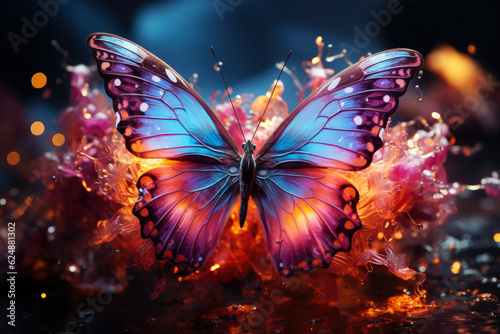 Bright colorful butterfly close-up, AI Generated © staras