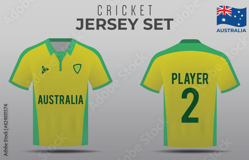 Jersey for Australia Cricket Team Front and Back view