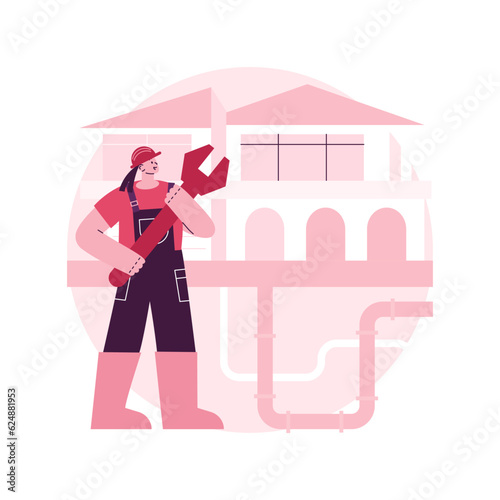 Sewerage system abstract concept vector illustration. Domestic sewerage system, wastewater collection and disposal, sewer network technologies, repair service, water treatment abstract metaphor.