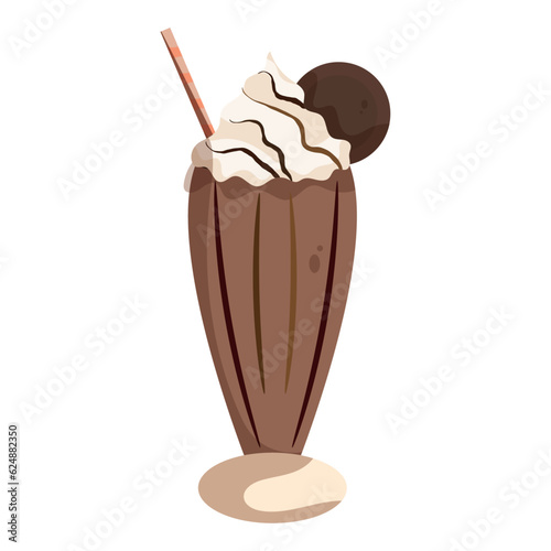 Colored milk shake with ice cream sketch icon Vector