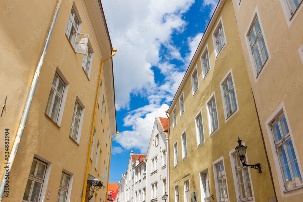 narrow street in the old town of Tallinn city