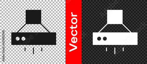 Black Kitchen extractor fan icon isolated on transparent background. Cooker hood. Kitchen exhaust. Household appliance. Vector