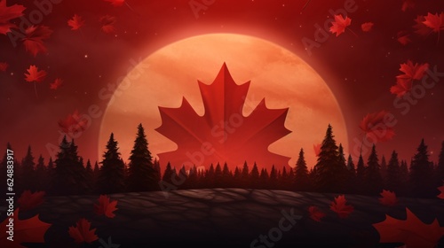 Generative Ai. Illustration on the theme of symbols of Canada