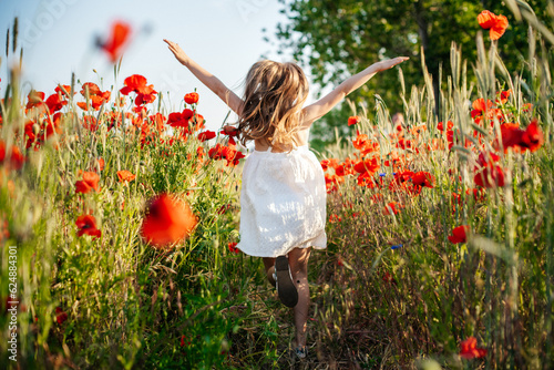 Fototapeta Naklejka Na Ścianę i Meble -  little child in poppy field