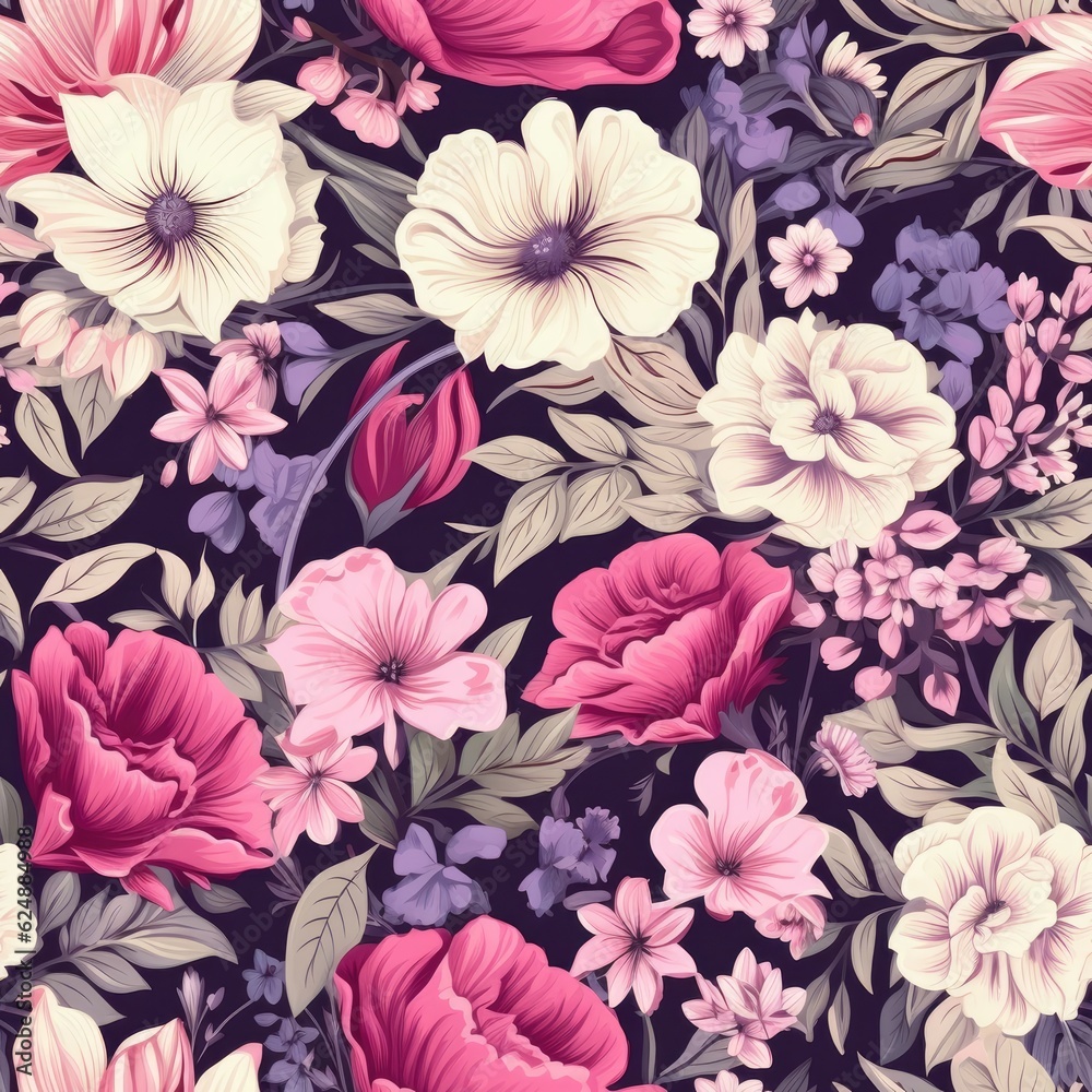 Flowers seamless pattern, generative ai Flowers seamless pattern, generative ai